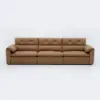 126" 3-Seater Genuine Leather Power Convertible Sleeper Sofa with Adjustable Headrests – Pillows