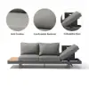 Tevara 5-Piece Modular Teak Outdoor Sofa Set with Smokeless Fire Pit for 6 in Dark Grey