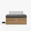 Tevara 5-Piece Modular Teak Outdoor Sofa Set with Smokeless Fire Pit for 6 in Dark Grey