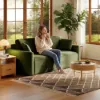 204cm Queen 3-Seater Chenille Fold-Down Sleeper Sofa with Removable Cover