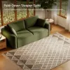 204cm Queen 3-Seater Chenille Fold-Down Sleeper Sofa with Removable Cover