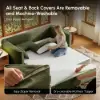 204cm Queen 3-Seater Chenille Fold-Down Sleeper Sofa with Removable Cover