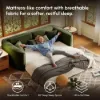 204cm Queen 3-Seater Chenille Fold-Down Sleeper Sofa with Removable Cover