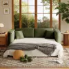 204cm Queen 3-Seater Chenille Fold-Down Sleeper Sofa with Removable Cover