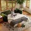 204cm Queen 3-Seater Chenille Fold-Down Sleeper Sofa with Removable Cover
