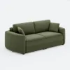 204cm Queen 3-Seater Chenille Fold-Down Sleeper Sofa with Removable Cover