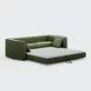 204cm Queen 3-Seater Chenille Fold-Down Sleeper Sofa with Removable Cover