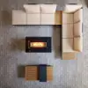 Tevara 5-Pieces Modular Teak Outdoor Sofa Set with Smokeless Fire Pit for 6 in Beige