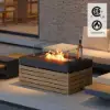 Tevara 5-Pieces Modular Teak Outdoor Sofa Set with Smokeless Fire Pit for 6 in Beige