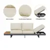 Tevara 5-Pieces Modular Teak Outdoor Sofa Set with Smokeless Fire Pit for 6 in Beige