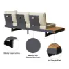 Tevara 5-Pieces Modular Teak Outdoor Sofa Set with Smokeless Fire Pit for 6 in Beige