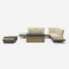 Tevara 5-Pieces Modular Teak Outdoor Sofa Set with Smokeless Fire Pit for 6 in Beige