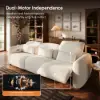 312cm 3-Seater Chenille Zero Gravity Power Reclining Sofa with Pillows & USB Port
