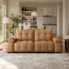 95" 2-Seater Genuine Leather Power Convertible Sleeper Sofa with Adjustable Armrests