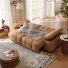 95" 2-Seater Genuine Leather Power Convertible Sleeper Sofa with Adjustable Armrests