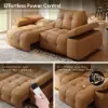 95" 2-Seater Genuine Leather Power Convertible Sleeper Sofa with Adjustable Armrests