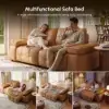 95" 2-Seater Genuine Leather Power Convertible Sleeper Sofa with Adjustable Armrests