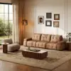 Picture of 130" 3-Seater Genuine Leather Power Convertible Sleeper Sofa with Adjustable Armrests – AUD-H2988