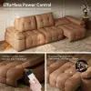 Picture of 130" 3-Seater Genuine Leather Power Convertible Sleeper Sofa with Adjustable Armrests – AUD-H2988