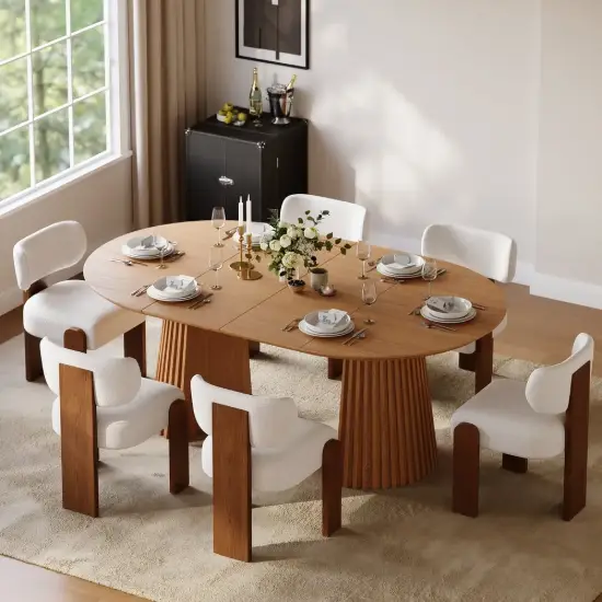 Picture of Dining Set 47"–79" Extendable Solid Wood Dining Table with 6 Chairs