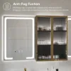 59" Black LED Mirror Cabinet with Centre Storage, 3-Colour Dimmable & Defogger
