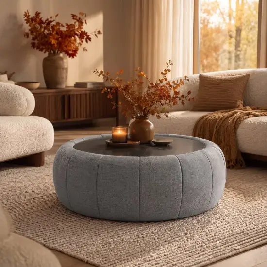 39" Performance Chenille Multi-Functional Coffee Table With Storage And Ottoman In One