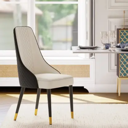 Picture of Diamic Black Faux Leather Dining Chairs with Upholstered, 2 Pieces