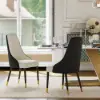 Diamic Black Faux Leather Dining Chairs with Upholstered, 2 Pieces