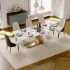 Diamic Black Faux Leather Dining Chairs with Upholstered, 2 Pieces