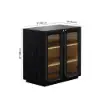 31" Ash Wood Veneer TV Stand with Glass Doors, Chest Cabinet and LED