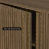 Lineva 80" Solid Wood Fluted Smoked Brown TV Stand with Cabinets