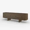 Lineva 80" Solid Wood Fluted Smoked Brown TV Stand with Cabinets