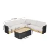 Costra Handwoven Rope L-Shaped Outdoor Sofa with Coffee Table in Black