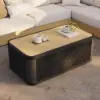Costra Handwoven Rope L-Shaped Outdoor Sofa with Coffee Table in Black