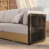 Costra Handwoven Rope L-Shaped Outdoor Sofa with Coffee Table in Black
