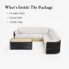 Costra Handwoven Rope L-Shaped Outdoor Sofa with Coffee Table in Black