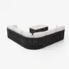 Costra Handwoven Rope L-Shaped Outdoor Sofa with Coffee Table in Black