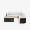 Costra Handwoven Rope L-Shaped Outdoor Sofa with Coffee Table in Black