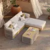 Costra Handwoven Rope Adjustable Outdoor Chaise Sofa Set in Ivory