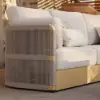 Costra Handwoven Rope Adjustable Outdoor Chaise Sofa Set in Ivory