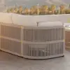 Costra Handwoven Rope Adjustable Outdoor Chaise Sofa Set in Ivory