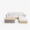 Costra Handwoven Rope Adjustable Outdoor Chaise Sofa Set in Ivory