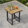 Tevara Outdoor Square Bar Table with Teak Wood Slat Top & Aluminium Frame in Dark Grey