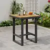 Tevara Outdoor Square Bar Table with Teak Wood Slat Top & Aluminium Frame in Dark Grey