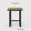 Tevara Outdoor Square Bar Table with Teak Wood Slat Top & Aluminium Frame in Dark Grey