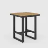 Tevara Outdoor Square Bar Table with Teak Wood Slat Top & Aluminium Frame in Dark Grey