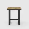 Tevara Outdoor Square Bar Table with Teak Wood Slat Top & Aluminium Frame in Dark Grey