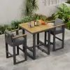 Tevara 3-Piece Outdoor Teak Wood Modern Bar Dining Table Set with 2 Chairs – AUD-H3000