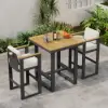 Tevara 3-Piece Outdoor Teak Wood Modern Bar Dining Table Set with 2 Chairs – AUD-H3001
