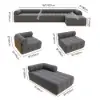 Resaro 8-Piece Outdoor Modular Natural Teak Sectional Fluted Sofa Set in Gray